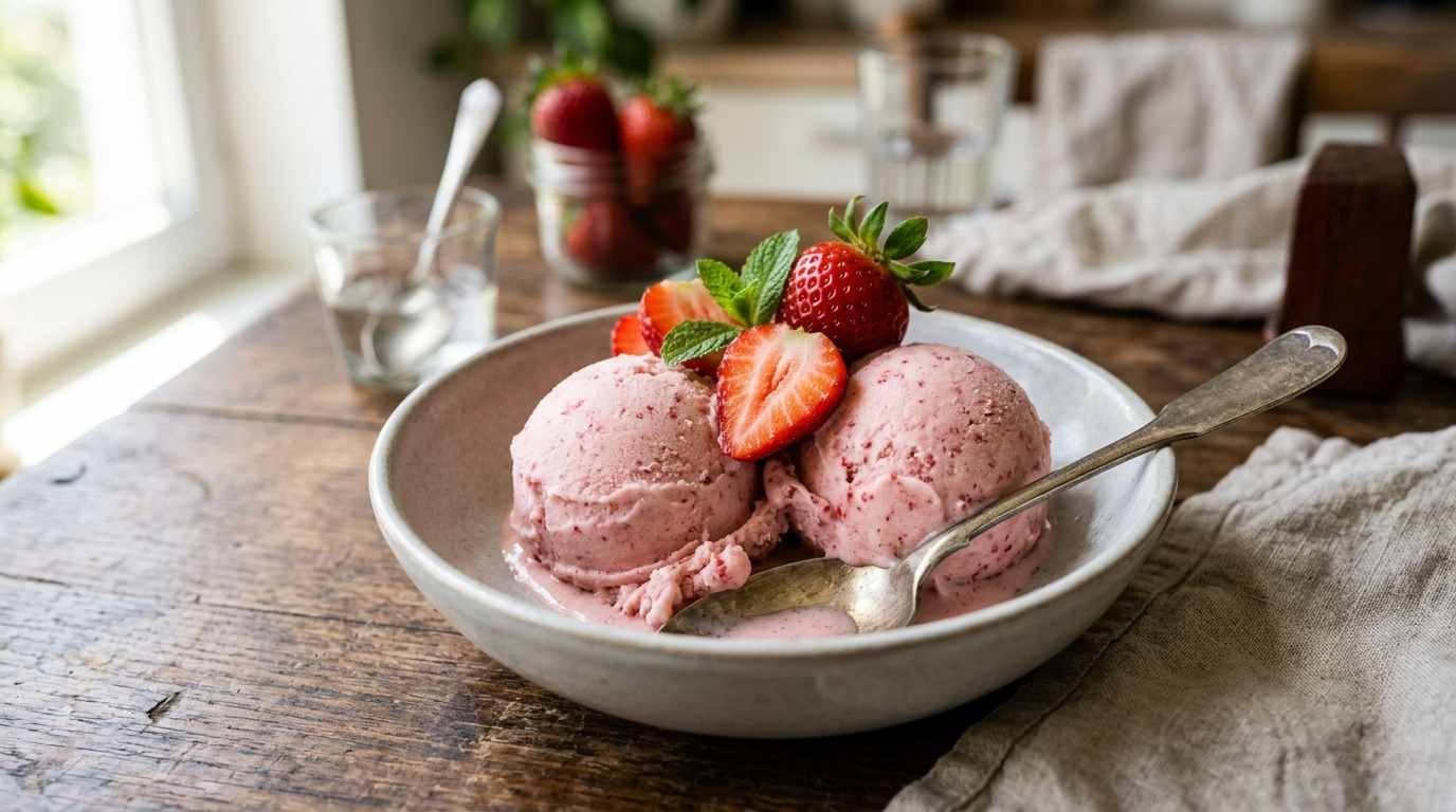بستنی توت فرنگی رژیمی